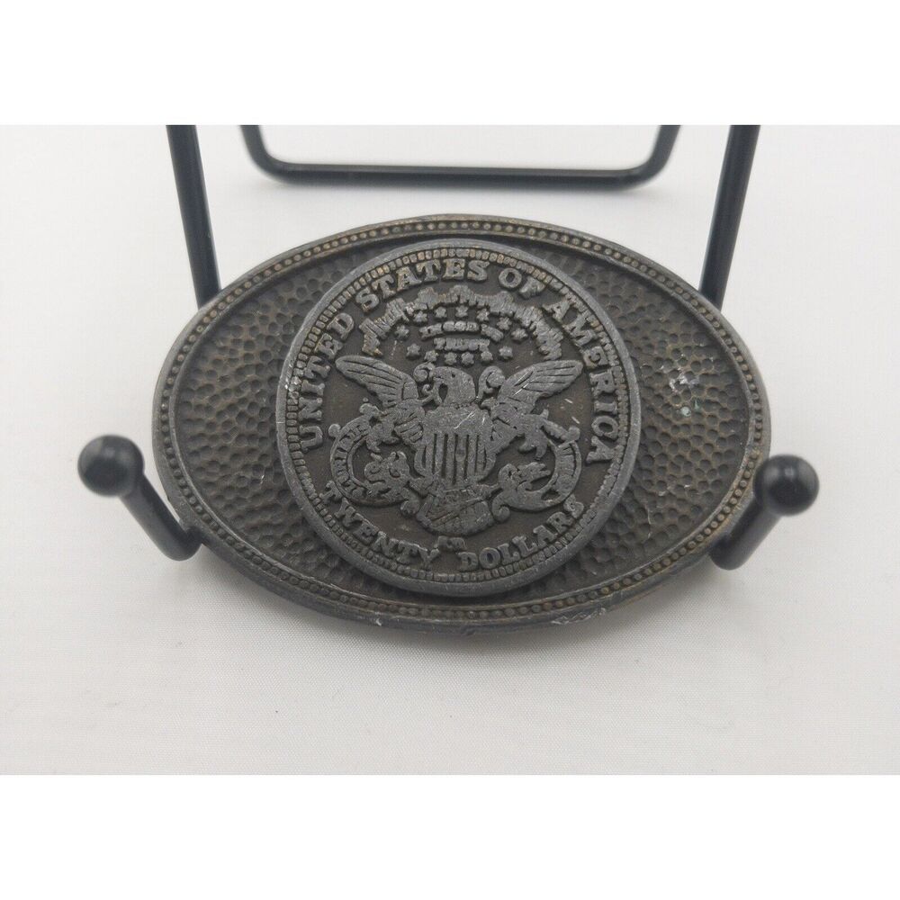 Vintage 1974‎ Western Belt Buckle $20 Gold Eagle